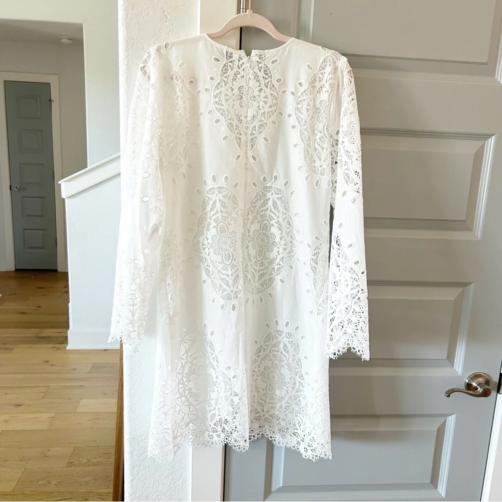 NWT Johnny Was Elandra Shift Eyelet Lace Cotton Dress White